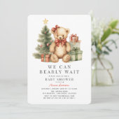 Invitation Teddy Bear Bearly Wait Vacances Fille Baby shower (Debout devant)