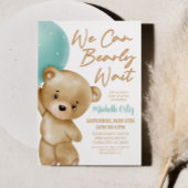 Invitation Teddy Bear Bleu Nous Pouvons Bearly Wait Baby show