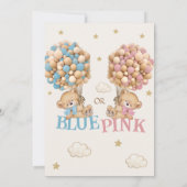 Invitation Teddy Bear Blue ou rose Genre Révélation (Dos)