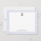 Invitation Teddy Bear Blue Stripe Preppy Nursery Note Card (Devant)