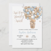 Invitation Teddy Bear Blue Tan Balloons Baby shower garçon (Devant)