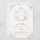 Invitation Teddy Bear Bow Floral Boy ou Girl Genre Reveillez (Devant)