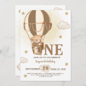 Invitation Teddy Bear Boy 1ER Anniversaire (Devant / Derrière)