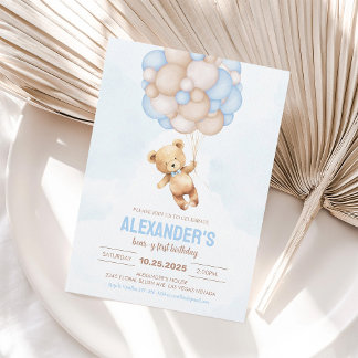 Invitation Teddy Bear Boy 1st Beary Premier anniversaire