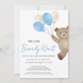 Invitation Teddy Bear Boy Baby Shower (Devant)