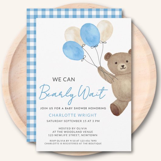 Invitation Teddy Bear Boy Baby Shower