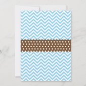 Invitation Teddy Bear Boy Baby shower Blue Chevron (Dos)