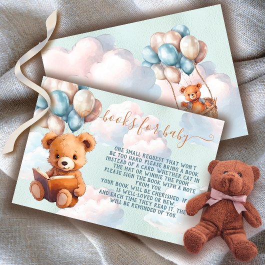 Invitation Teddy Bear Boy Balloon Books for Baby card