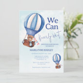 Invitation Teddy Bear Boy Bearly Wait Baby shower (Debout devant)
