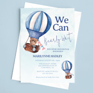 Invitation Teddy Bear Boy Bearly Wait Baby shower