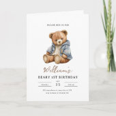 Invitation Teddy Bear Boy Birthday Party Beary 1st Birthday (Devant)