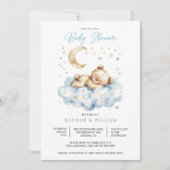 Invitation Teddy Bear Boy Blue Baby Shower  (Devant)
