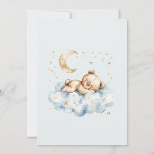 Invitation Teddy Bear Boy Blue Baby Shower (Dos)