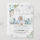 Invitation Teddy Bear Boy Il fait froid dehors Baby shower (Devant)