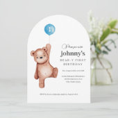 Invitation Teddy Bear Boy Première fête d'anniversaire (Debout devant)