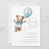 Invitation Teddy Bear Boys 1ère fête d'anniversaire (Devant)