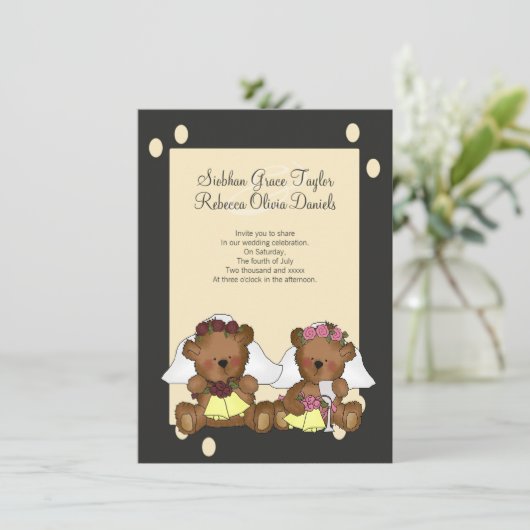 Invitation Teddy Bear Brides Mariage (Debout devant)