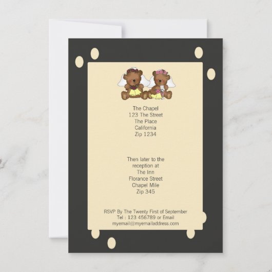 Invitation Teddy Bear Brides Mariage (Dos)
