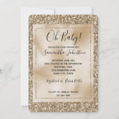 Invitation Teddy Bear Brown Gold Glam Parties scintillant (Devant)
