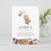 Invitation Teddy Bear Citrouille - 1er Anniversaire Photo Inv (Debout devant)