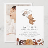 Invitation Teddy Bear Citrouille - 1er Anniversaire Photo Inv (Devant / Derrière)