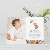 Invitation Teddy Bear Citrouille - 1er Anniversaire Photo Inv (Debout devant)
