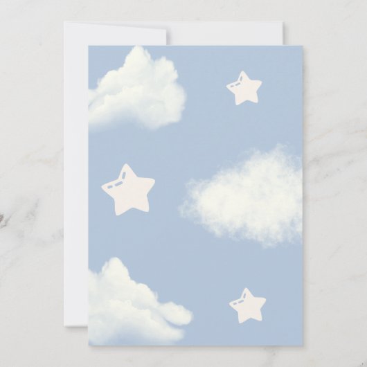 Invitation Teddy Bear Cloud 9 Bearly Wait Blue Boy Douche (Dos)