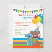 Invitation Teddy Bear Clown Première fête d'anniversaire (Devant)