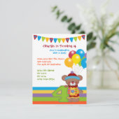 Invitation Teddy Bear Clown Quatrième fête d'anniversaire (Debout devant)