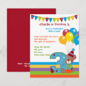 Invitation Teddy Bear ClownTroisième fête d'anniversaire (Devant / Derrière)