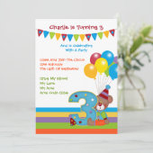 Invitation Teddy Bear ClownTroisième fête d'anniversaire (Debout devant)