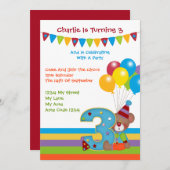 Invitation Teddy Bear ClownTroisième fête d'anniversaire (Devant / Derrière)