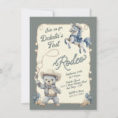 Invitation Teddy Bear Cowboy Rodeo Cheval Anniversaire (Devant)