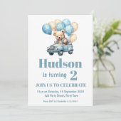 Invitation Teddy Bear dans une voiture Anniversaire Fête Invi (Debout devant)