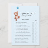 Invitation Teddy Bear Devine Qui Baby shower Jeu (Devant)