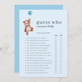 Invitation Teddy Bear Devine Qui Baby shower Jeu (Devant / Derrière)