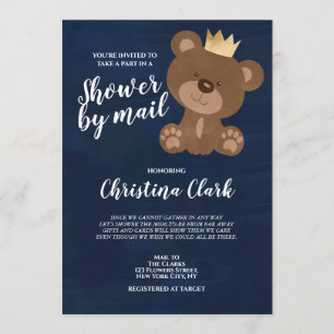 Invitation Teddy Bear Douche par Mail Boy Navy Blue