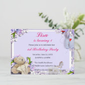 Invitation Teddy Bear Elephant Horse fête d'anniversaire (Debout devant)