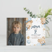 Invitation Teddy Bear Et Ballons Anniversaire de enfant Party (Debout devant)