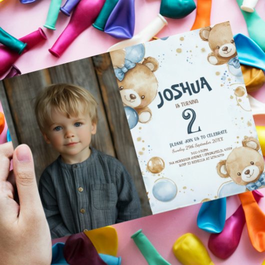 Invitation Teddy Bear Et Ballons Anniversaire de enfant Party