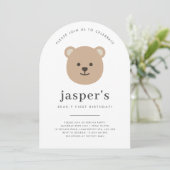 Invitation Teddy Bear Face Arched First Birthday (Debout devant)