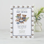 Invitation Teddy Bear Famille Bébé Garçon Douche (Debout devant)