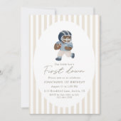 Invitation Teddy bear First Down Football First Birthday (Devant)