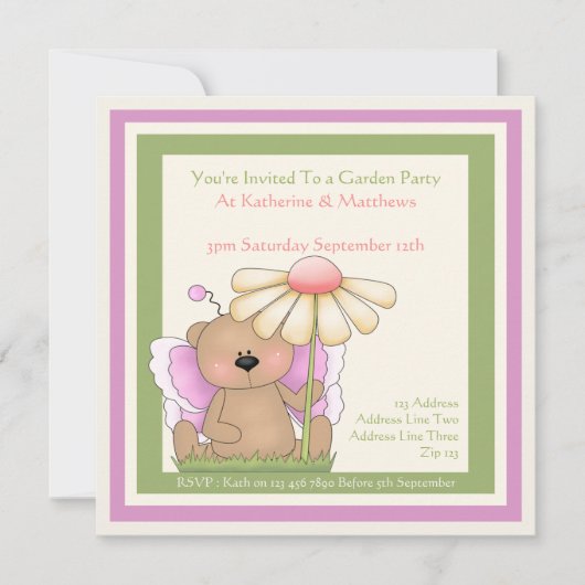 Invitation Teddy Bear Garden (Devant)