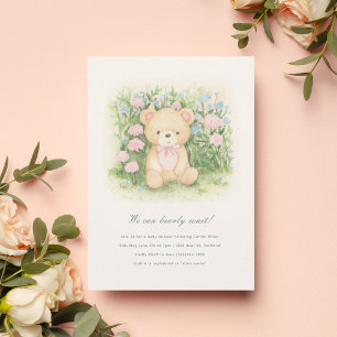 Invitation Teddy Bear Garden Baby shower classique