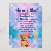 Invitation Teddy Bear Genre Revela Party (Devant / Derrière)