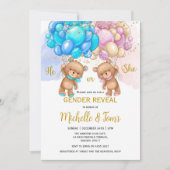 Invitation Teddy Bear Genre Revela Party (Devant)
