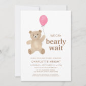 Invitation Teddy Bear Girl Baby Shower (Devant)