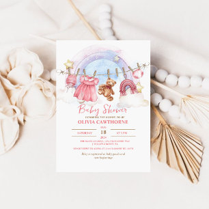 Invitation Teddy Bear Girl Baby shower Party
