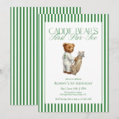 Invitation Teddy Bear Golf 1st Birthday Party Caddie Bear (Devant / Derrière)